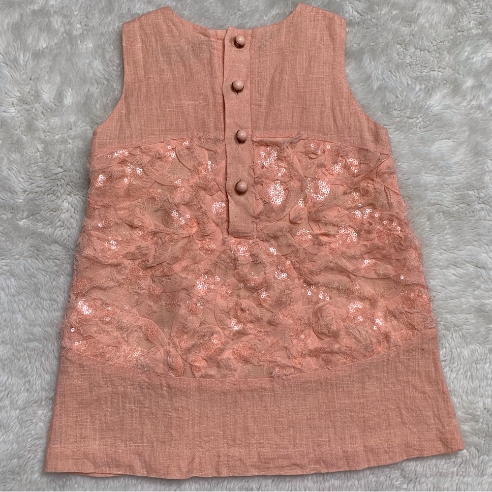 Pili Carrera Girl's Orange Cream Sleeveless Button Down Dress Size 18 Months - Picture 2 of 6